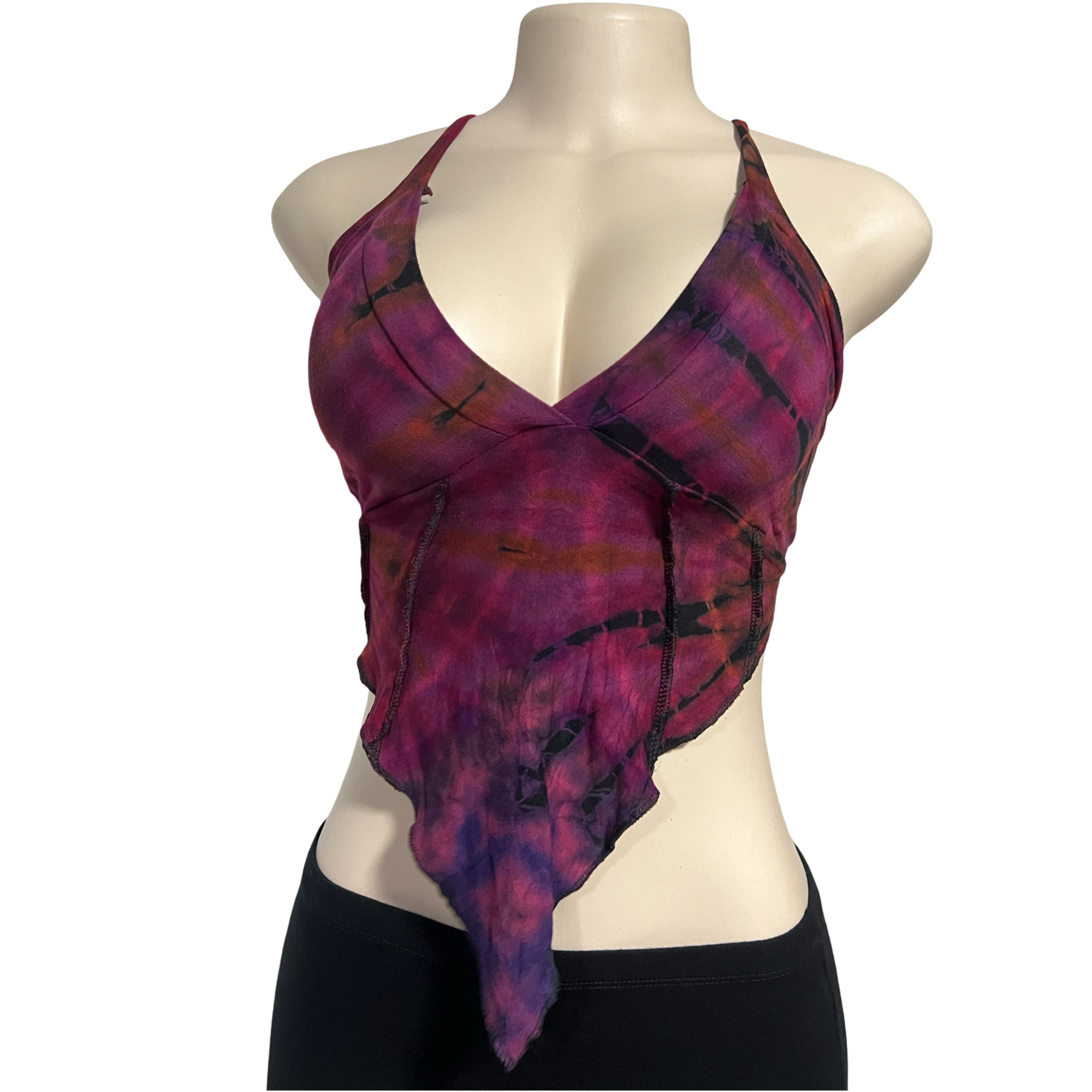 Tops - Tie Dye Deep V / Maroon