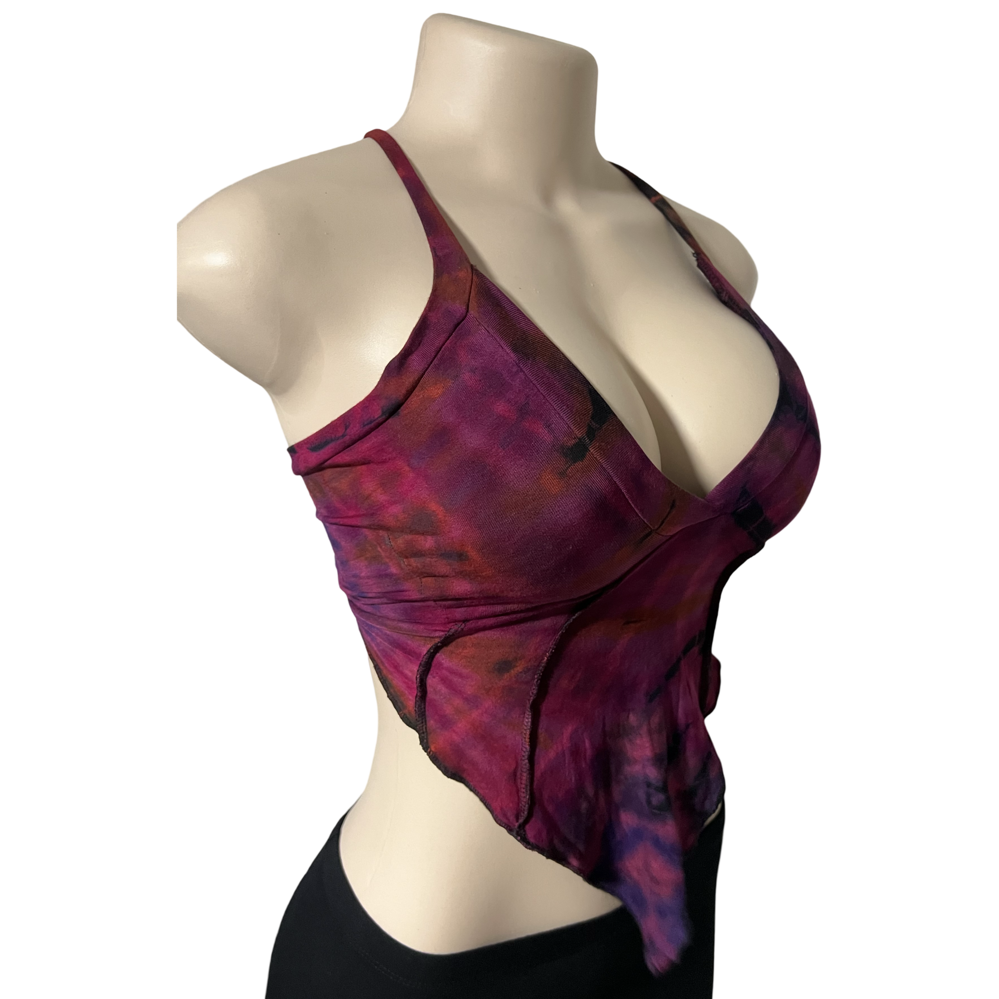 Tops - Tie Dye Deep V / Maroon