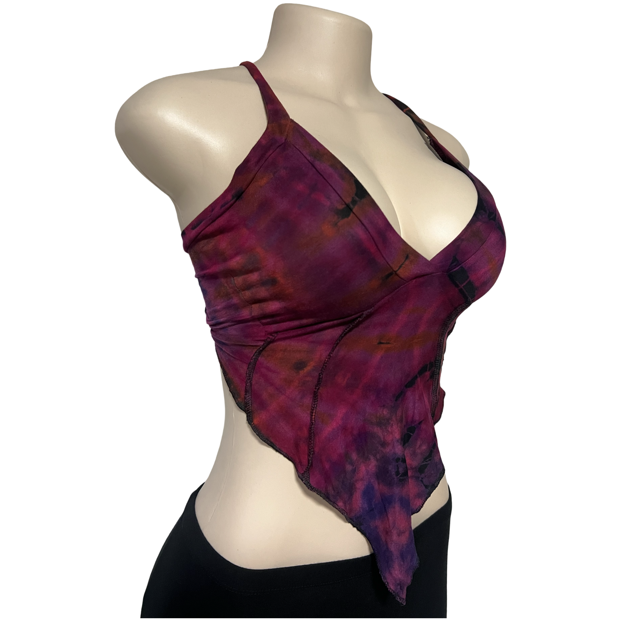 Tops - Tie Dye Deep V / Maroon