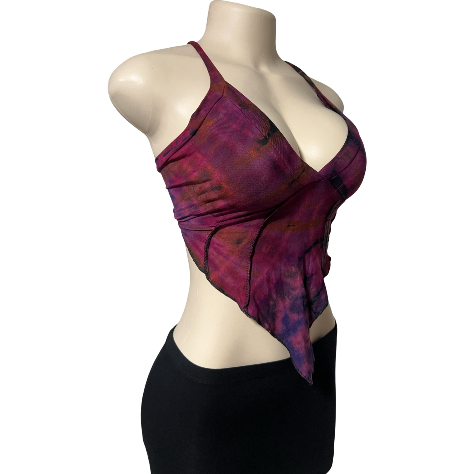 Tops - Tie Dye Deep V / Maroon