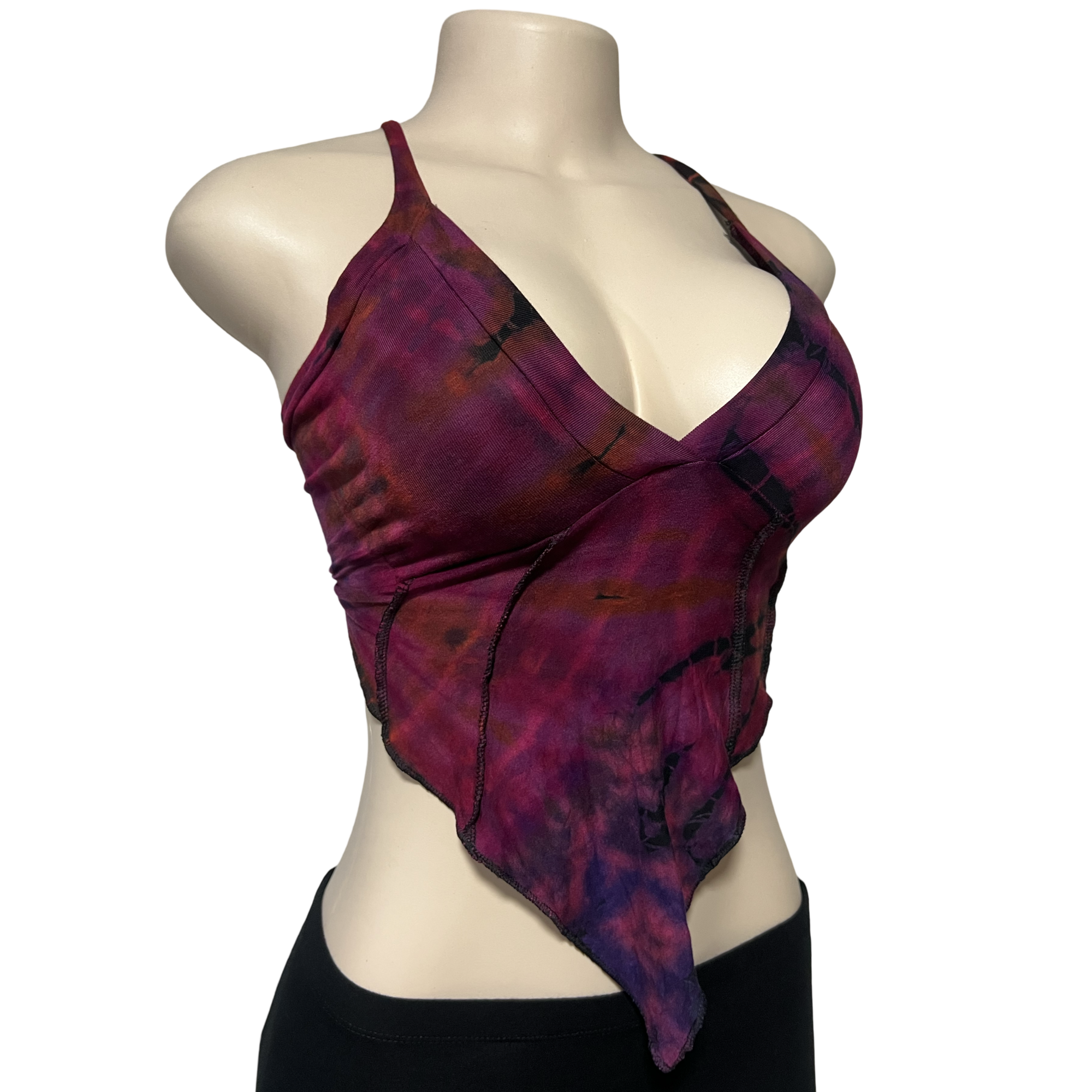 Tops - Tie Dye Deep V / Maroon