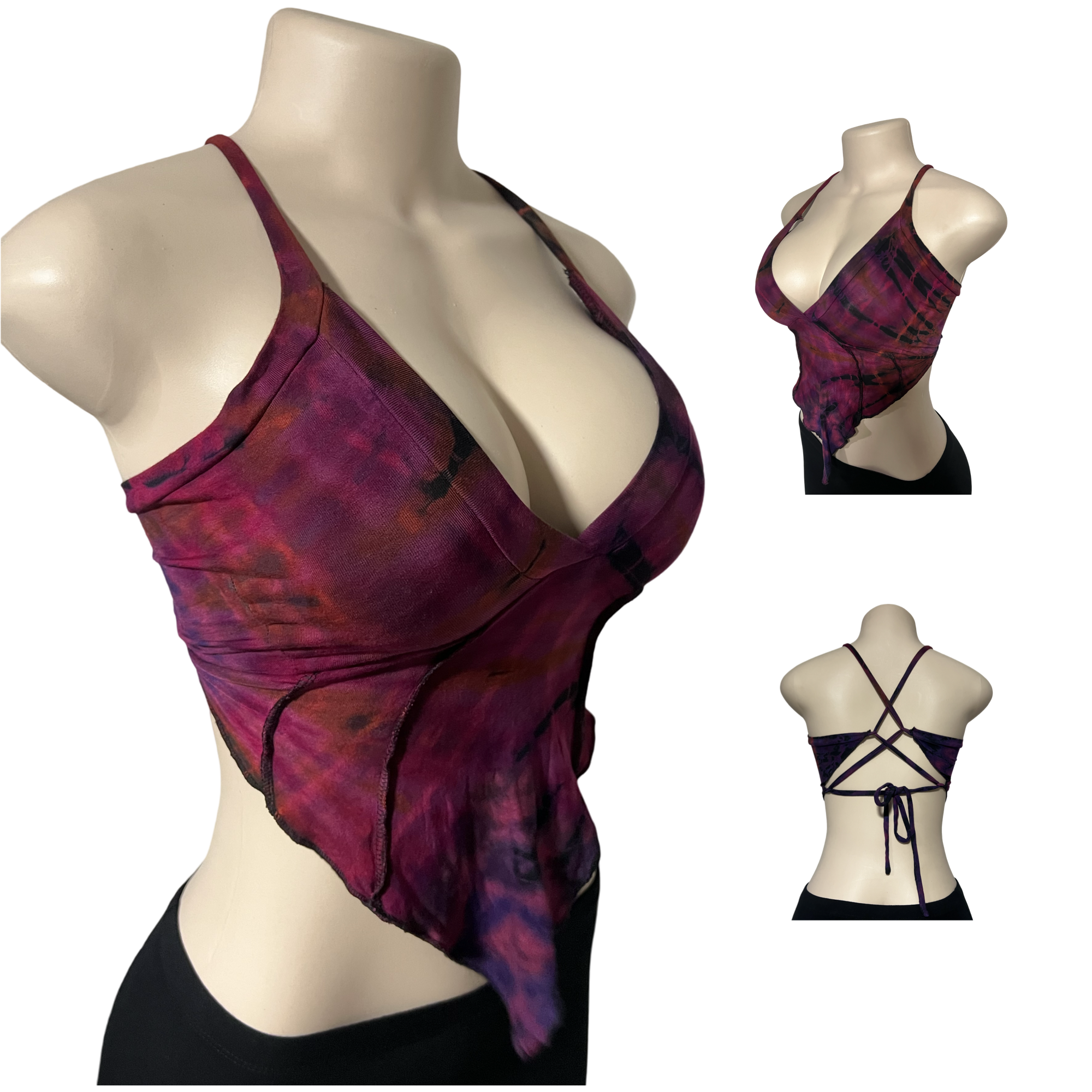 Tops - Tie Dye Deep V / Maroon