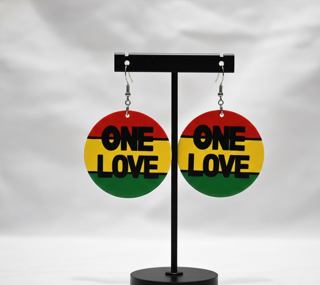 Rasta “One Love” Statement Earrings