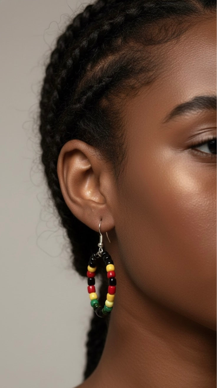 Rasta Beaded Hoop Earrings – Handmade African-Inspired Jewelry