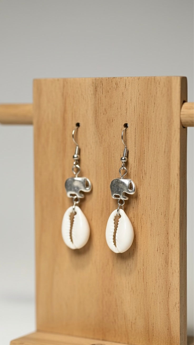Cowrie Shell Drop Earrings – Natural Beach-Inspired Jewelry