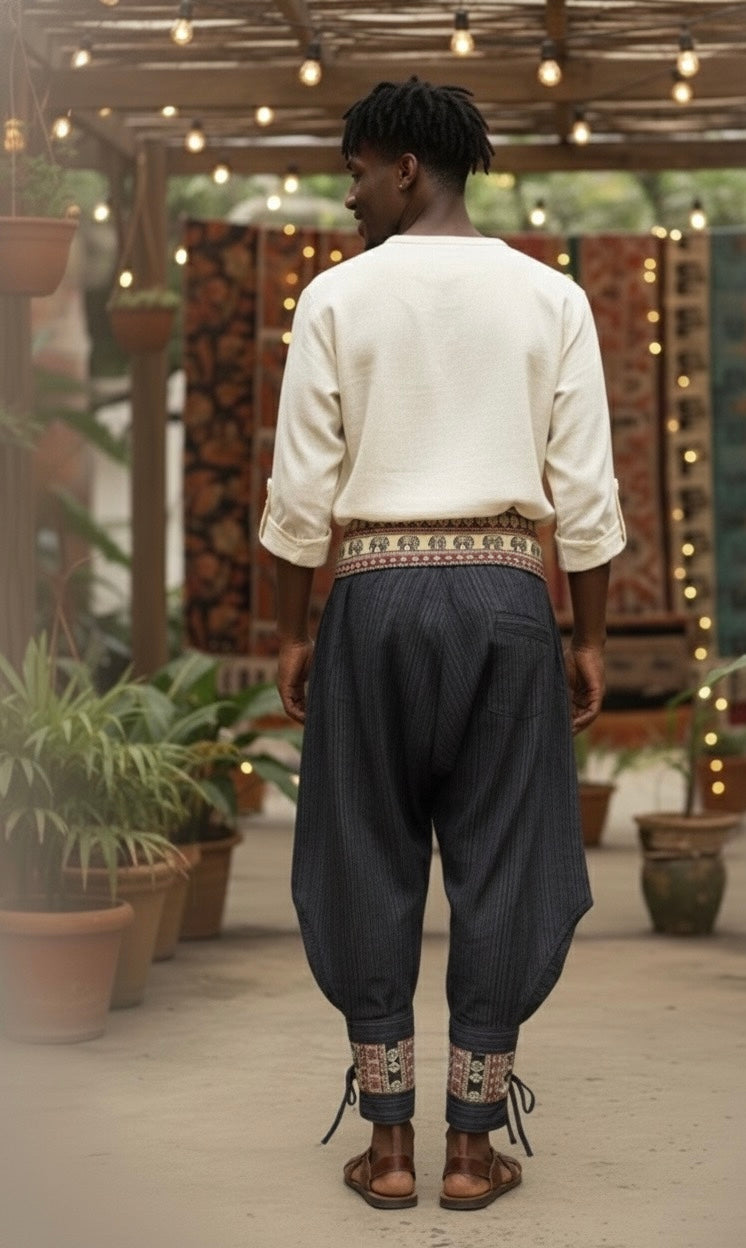 Boho Elephant Patchwork Harem Pants – High Waist, Soft Cotton, Relaxed Fit