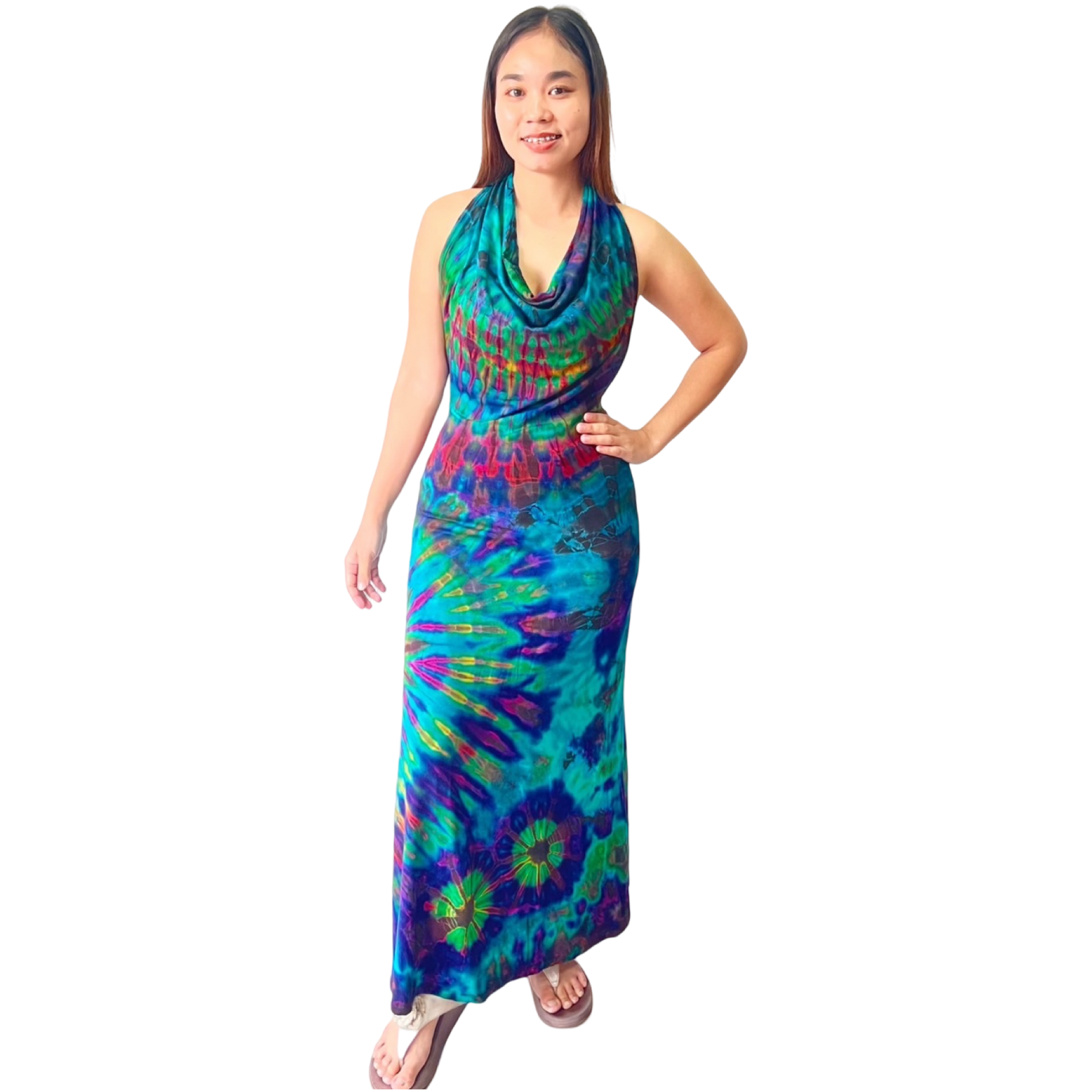 Dress - Tie Dye Cowl Neck Dress