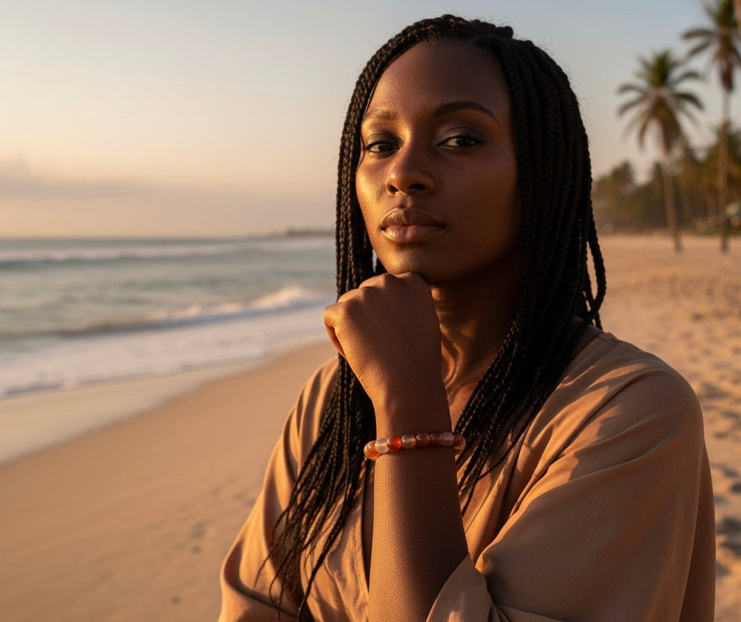 Carnelian Multicolor Beaded Bracelet.