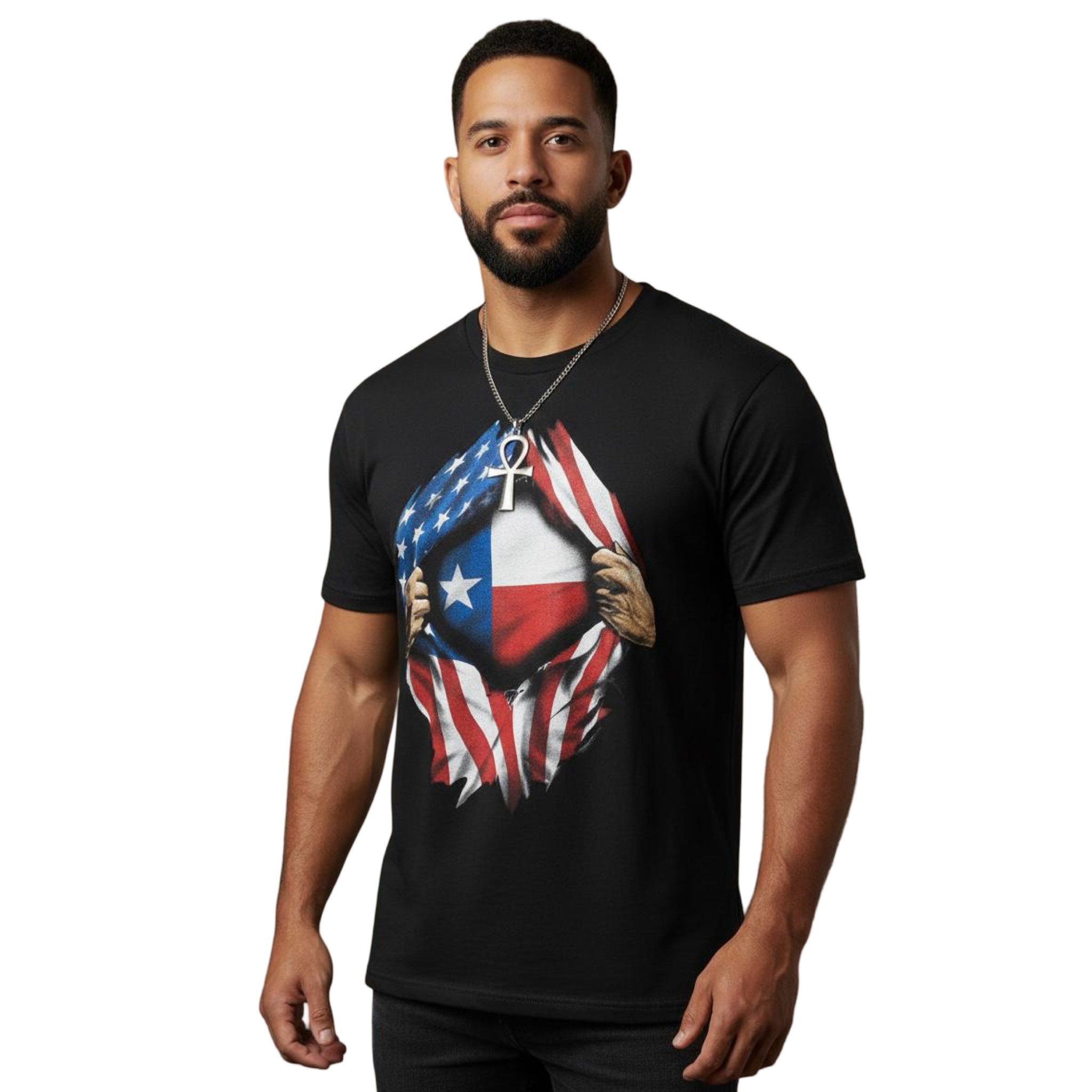 Tee Shirt - Texas Flag Inside Heart American Flag