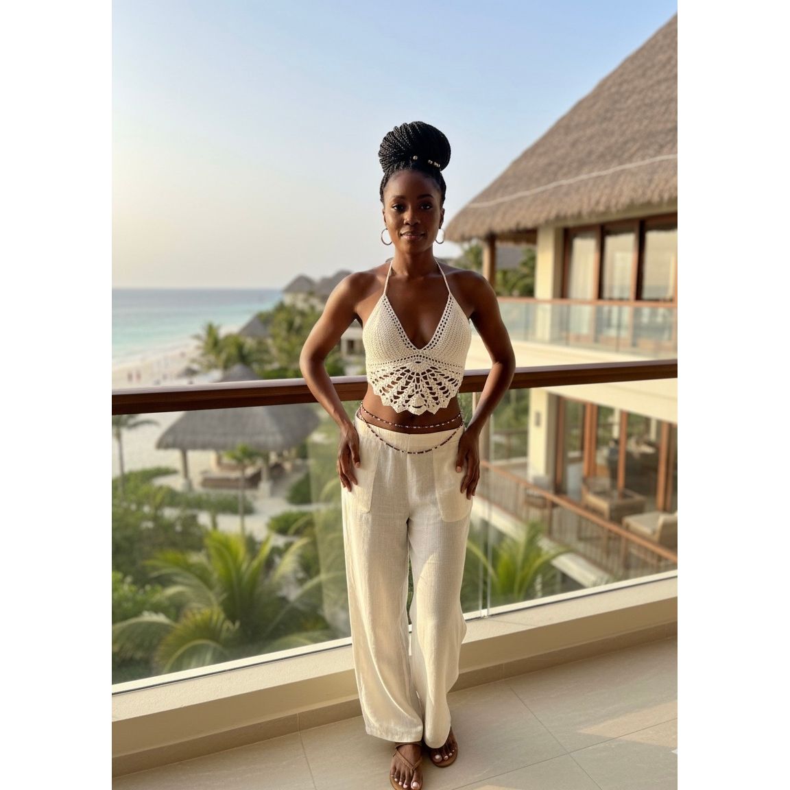 Knitting Deep V Crop Top.