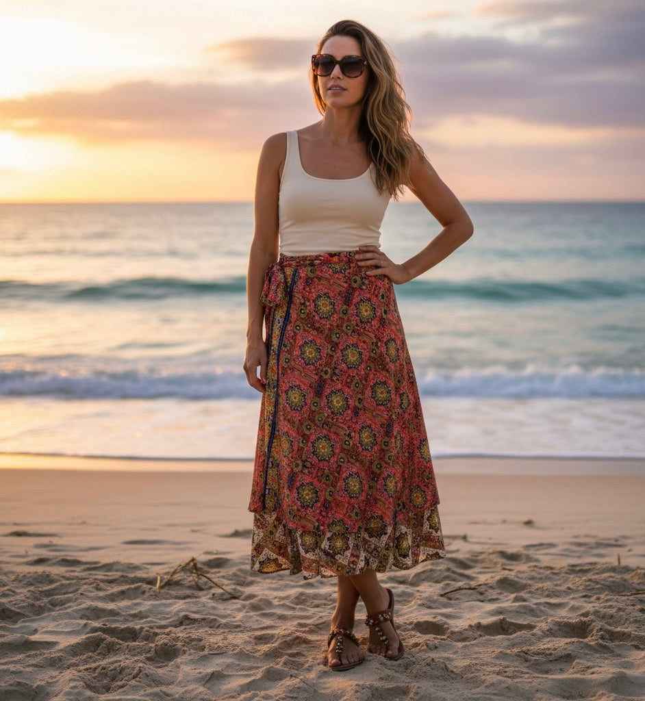 Reversible Wrap Skirt/Assorted