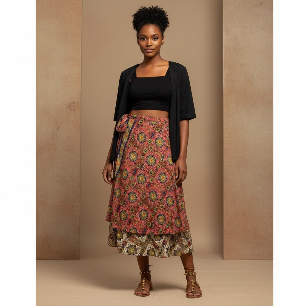 Reversible Wrap Skirt/Assorted