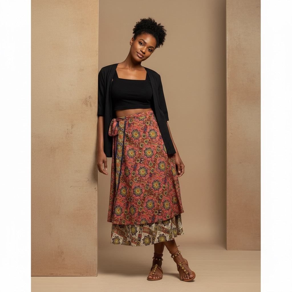 Reversible Wrap Skirt/Assorted