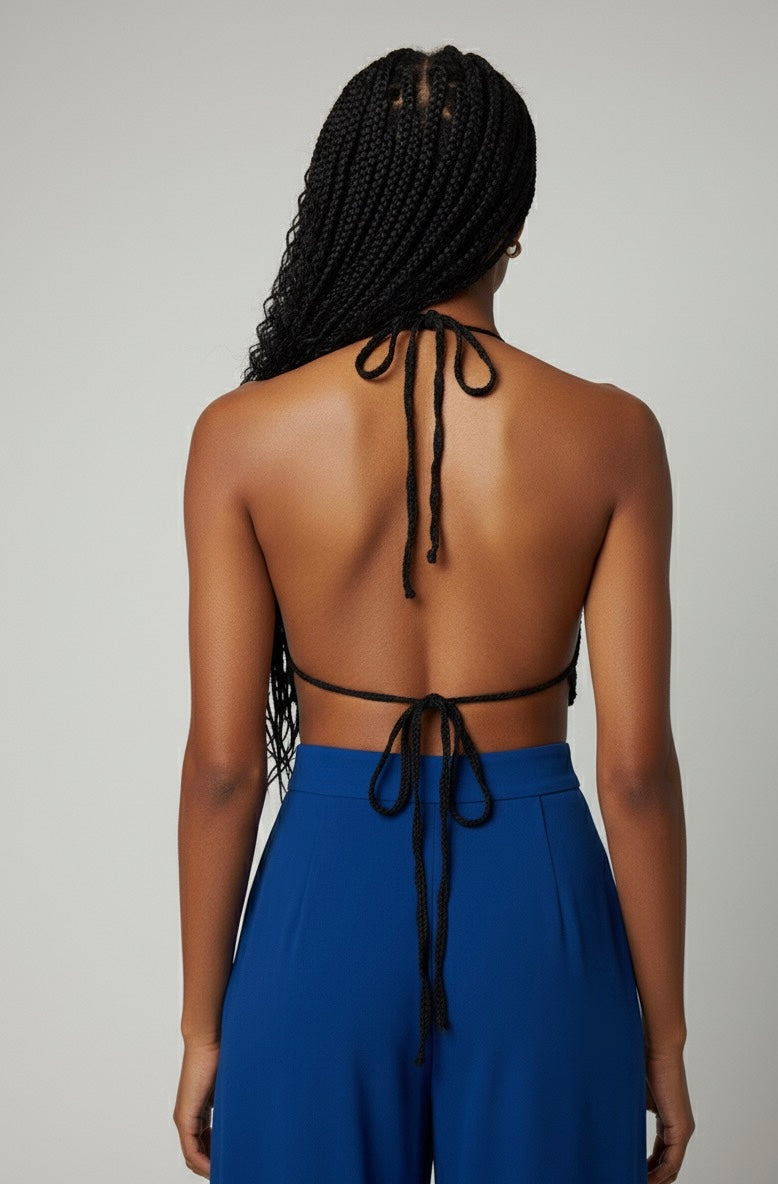 Knitting Deep V Crop Top