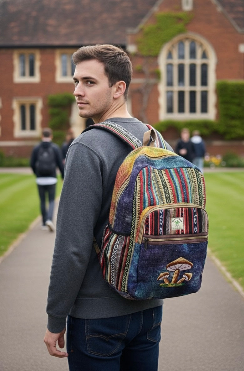 Embroidery Mushroom Hemp Backpacks.