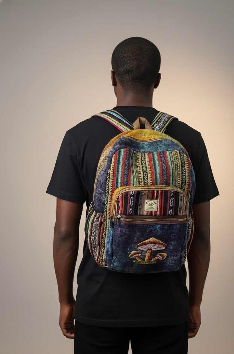 Embroidery Mushroom Hemp Backpacks.