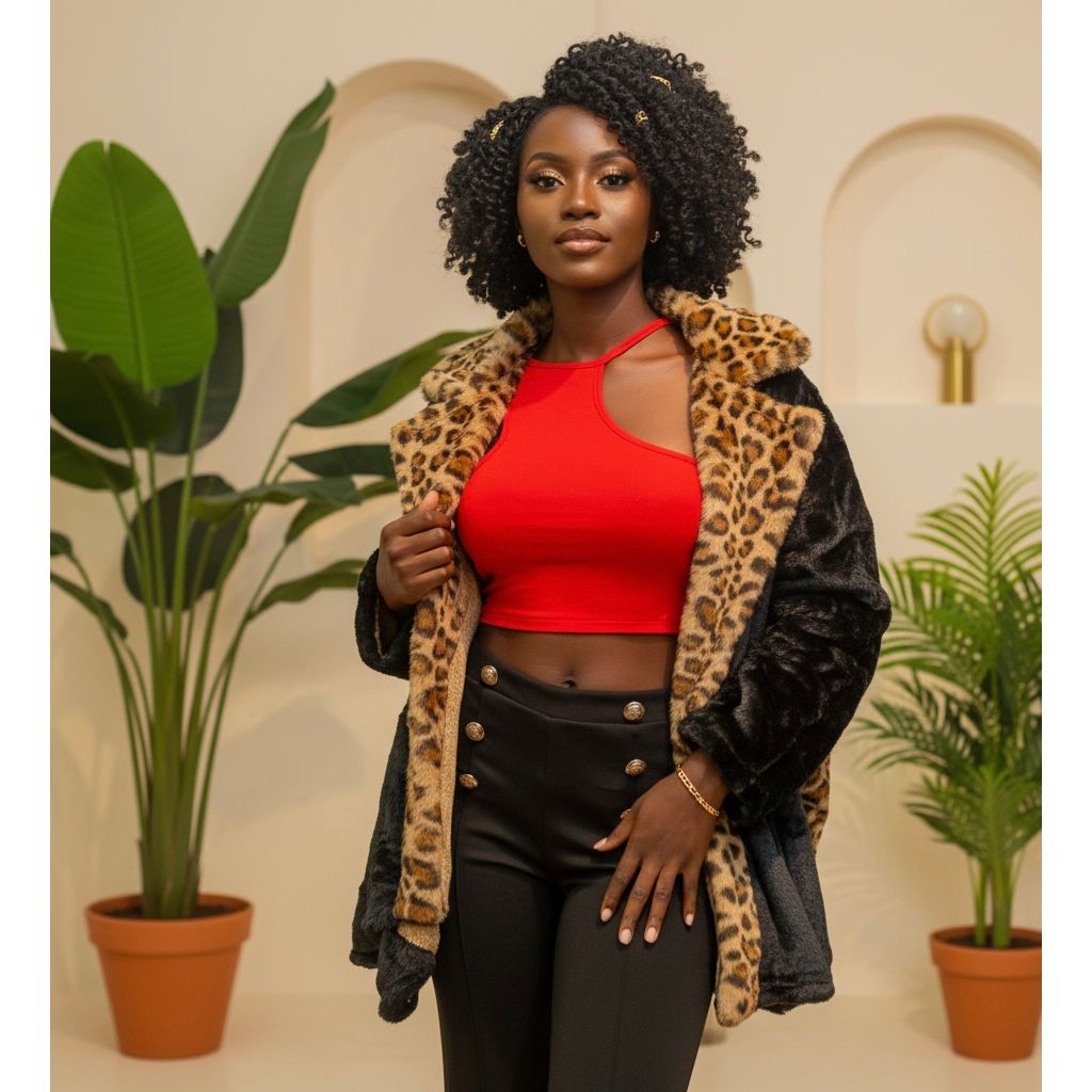 Coat - Faux Fur Leopard Coat(Black) w/Hoodies
