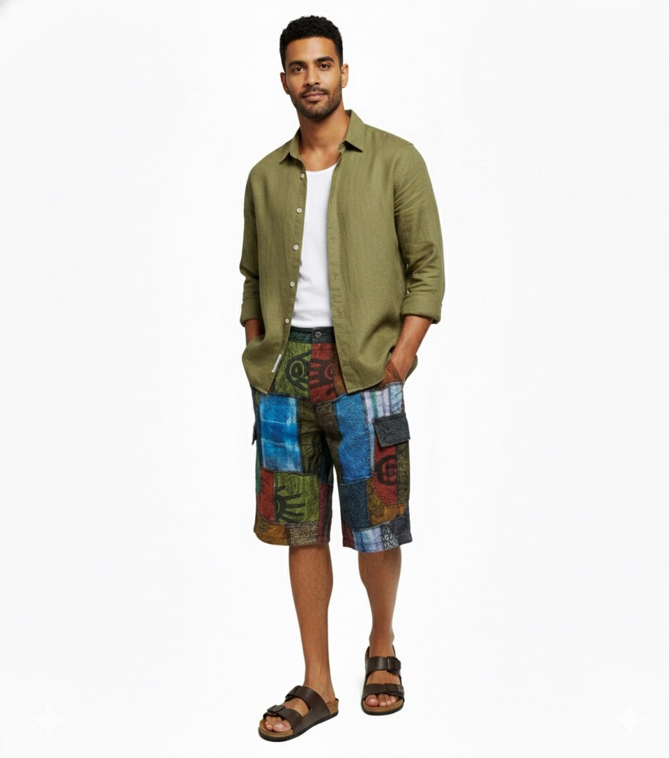 Shorts - Patchwork w/ 2 side pocket