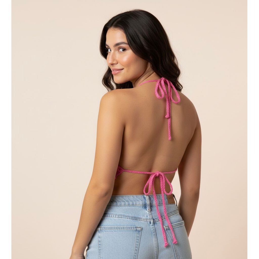 Knitting Deep V Crop Top.