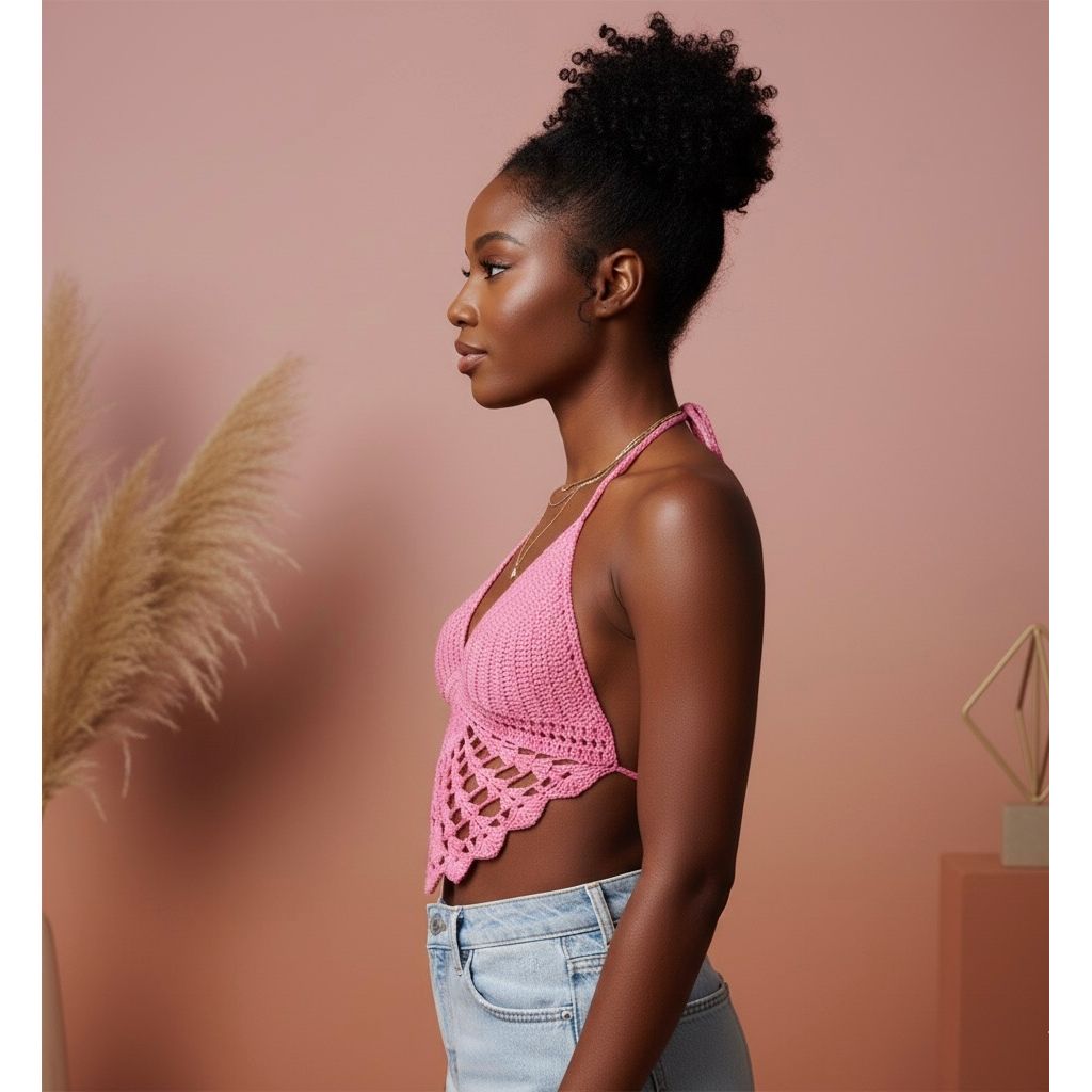 Knitting Deep V Crop Top.
