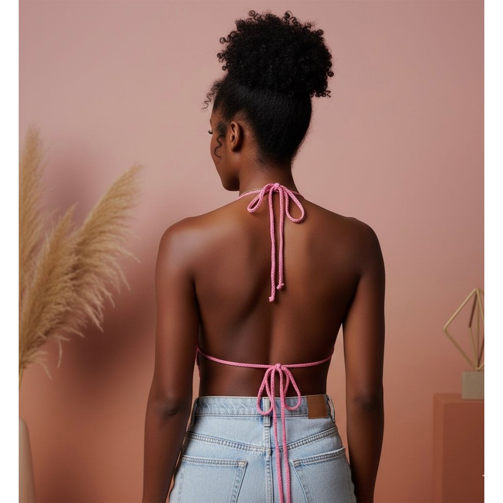 Knitting Deep V Crop Top.