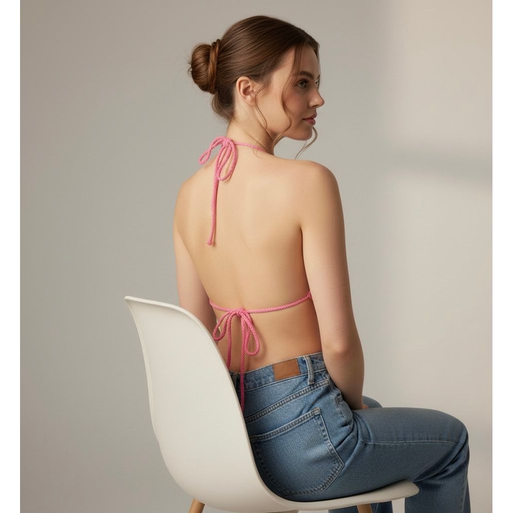 Knitting Deep V Crop Top.