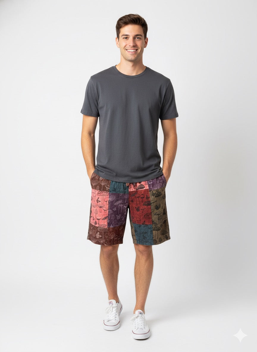 Shorts - Patchwork shorts w/drawstring