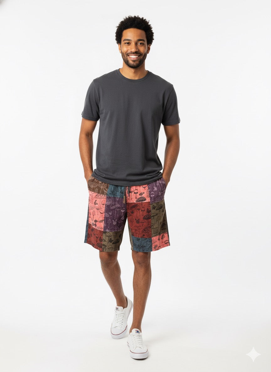 Shorts - Patchwork shorts w/drawstring
