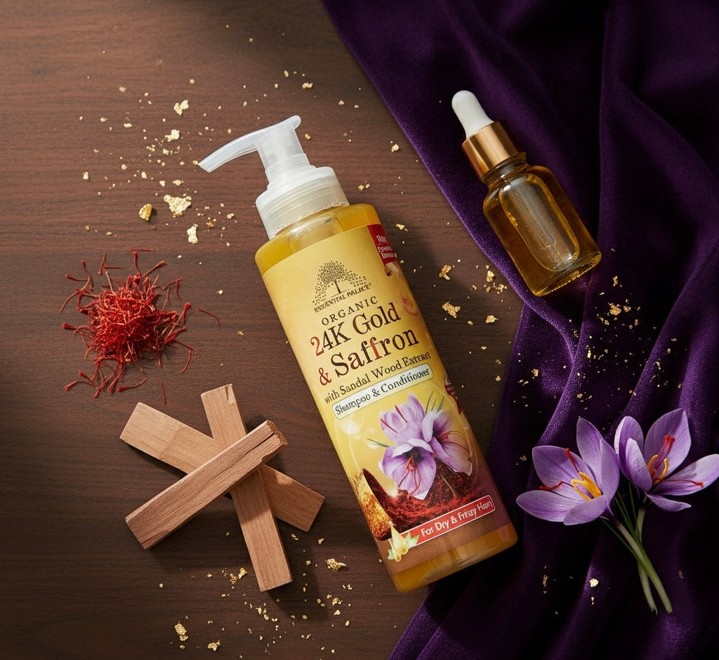 24K Gold & Saffron Shampoo and Conditioner.