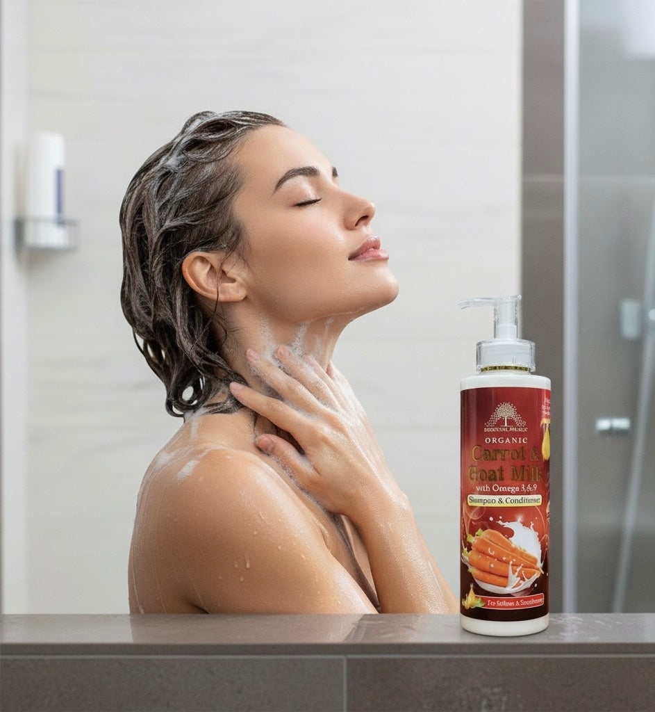 Carrot & Goat Milk Shampoo and Conditioner.