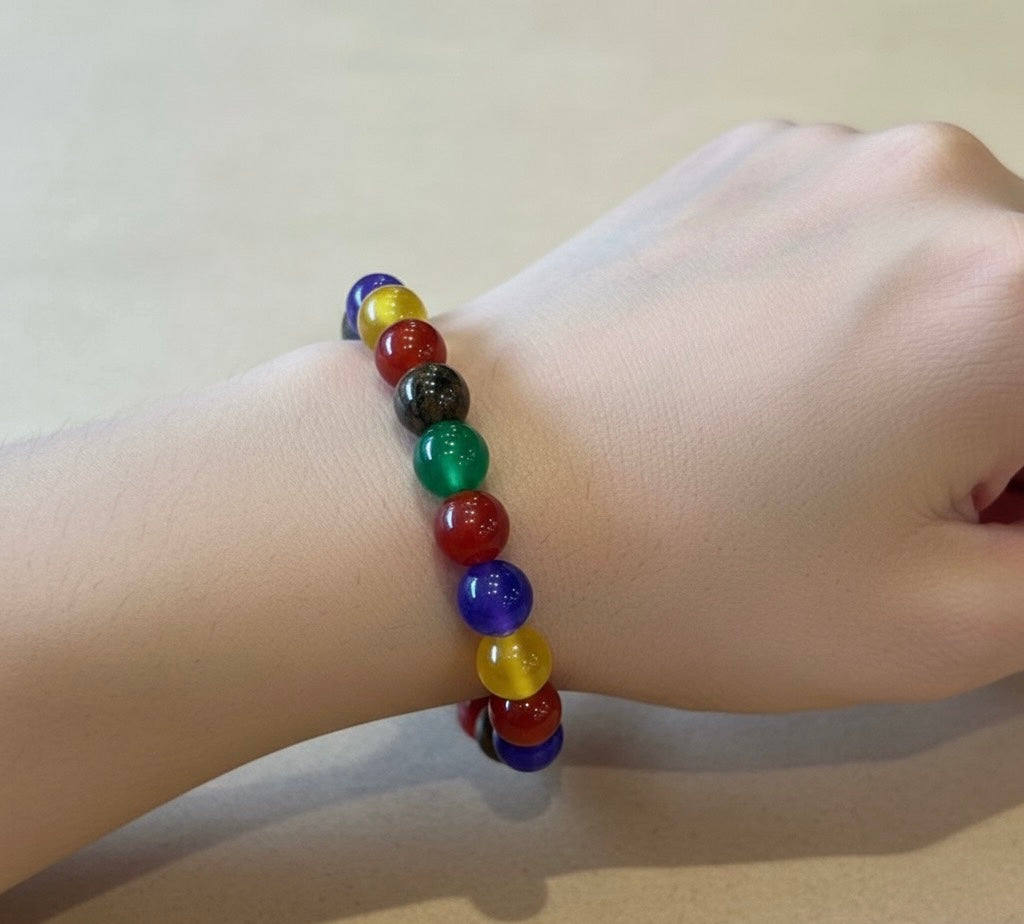 Mixed Natural Gemstone Chakra Bracelet.