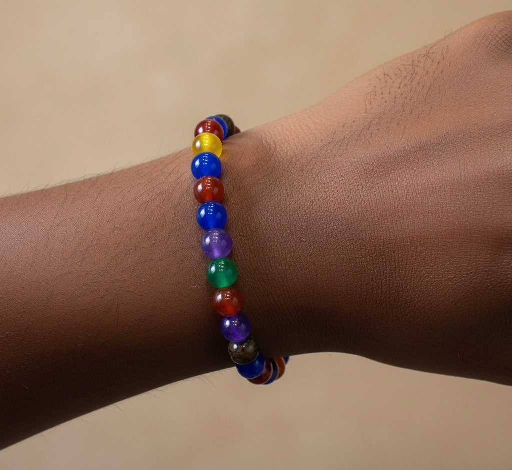 Mixed Natural Gemstone Chakra Bracelet.