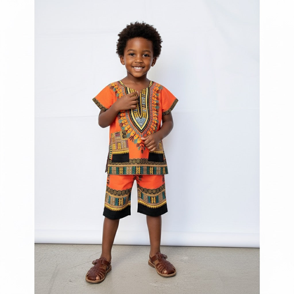 Boy's Dashiki Short Set.