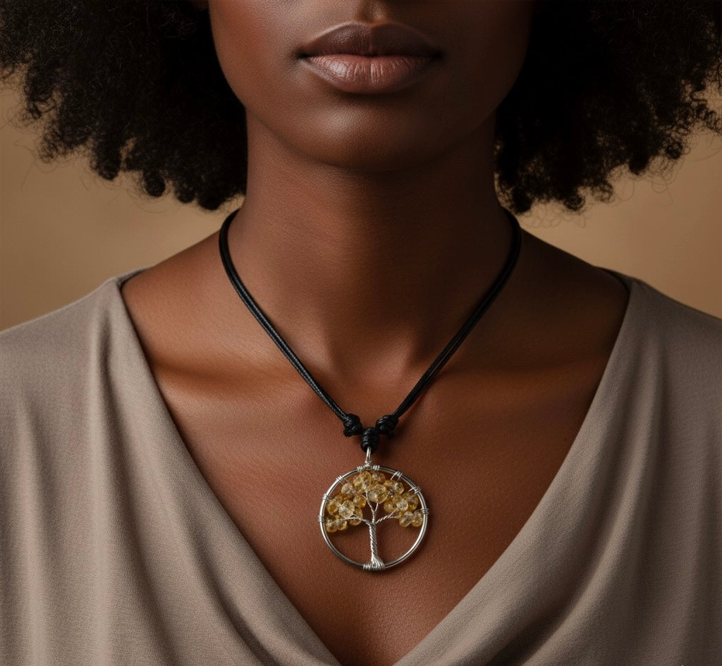 Chakra Crystals Tree Of Life Necklaces.