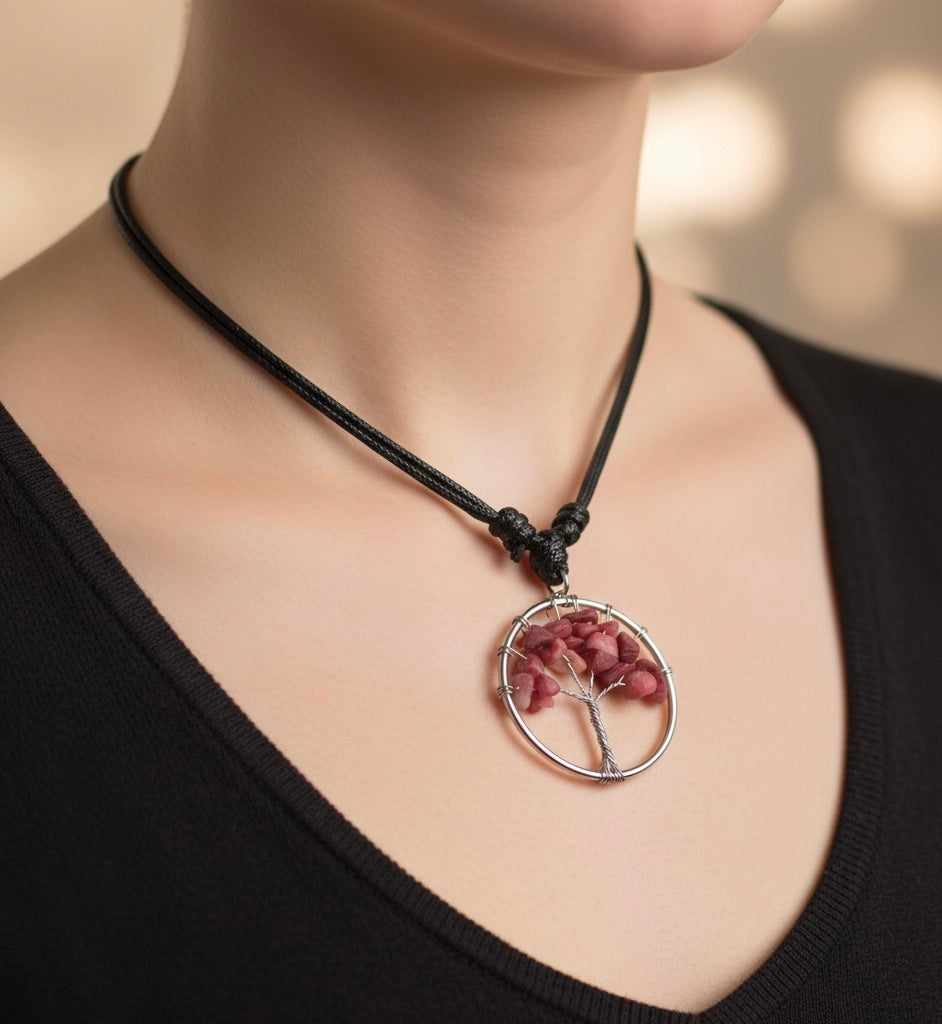 Chakra Crystals Tree Of Life Necklaces.