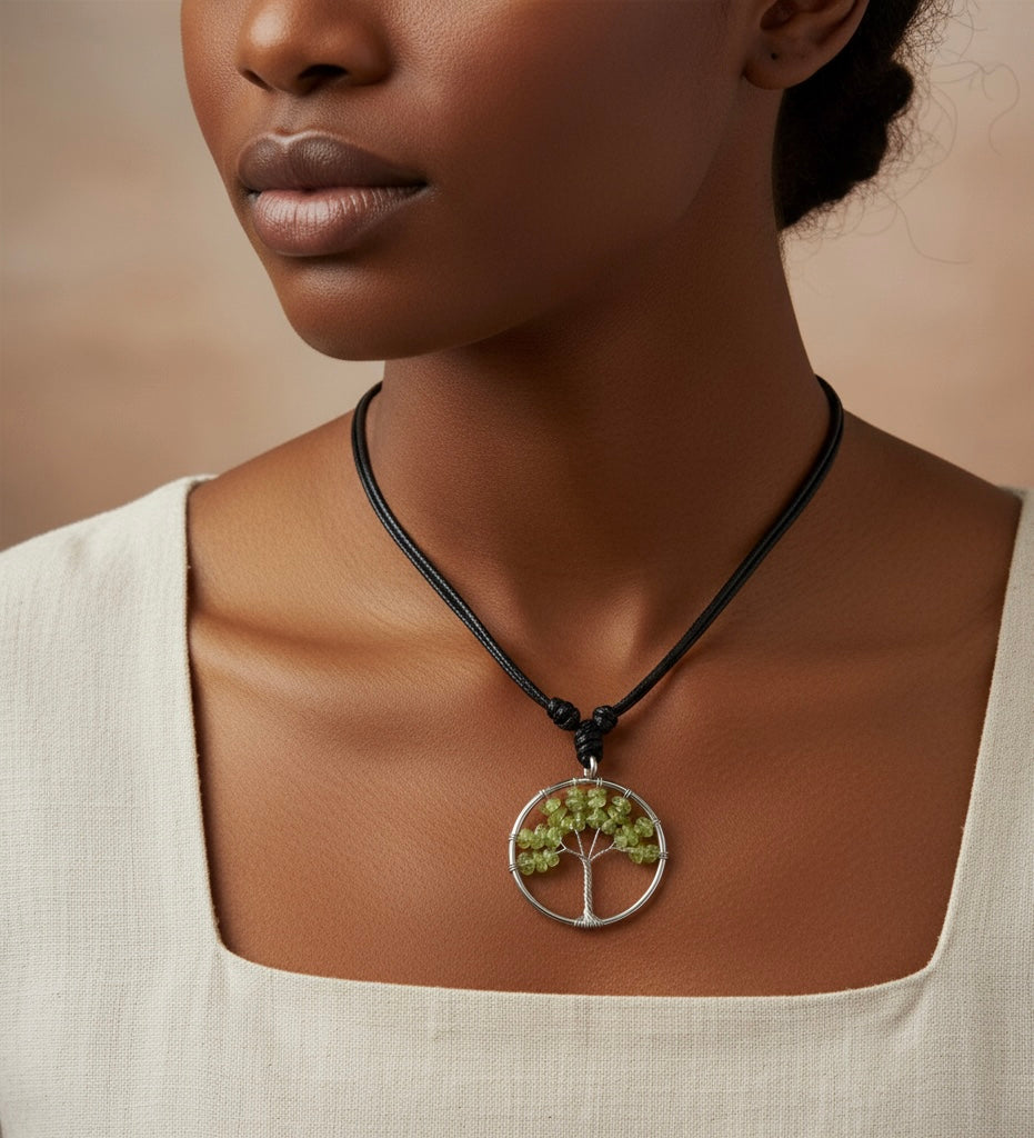 Chakra Crystals Tree Of Life Necklaces.