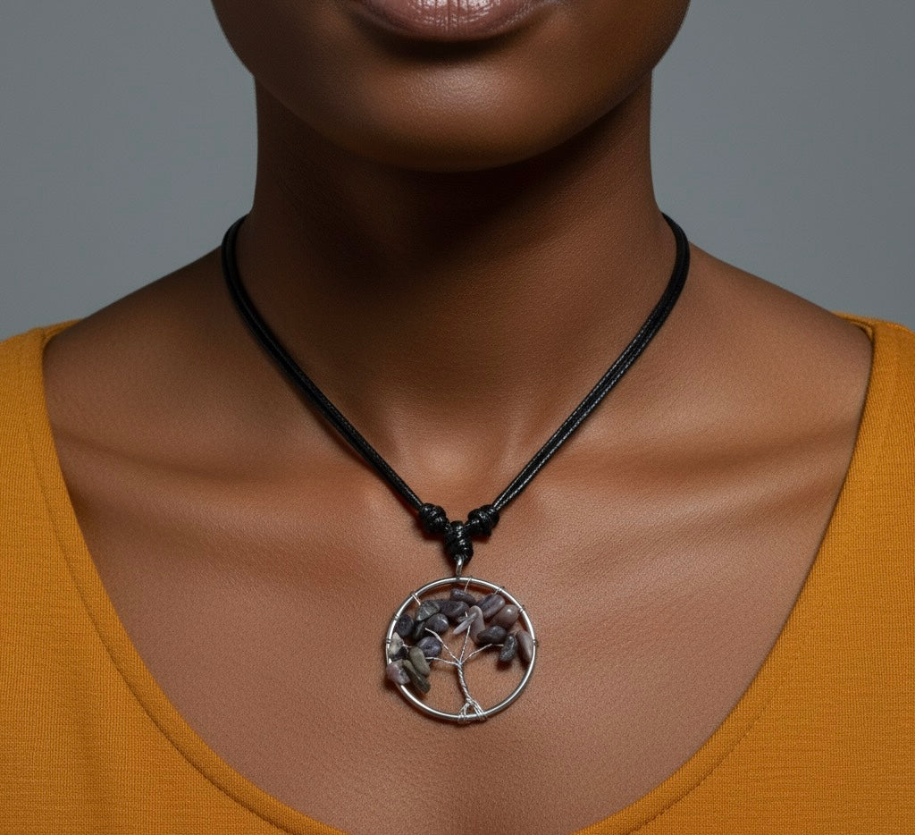 Chakra Crystals Tree Of Life Necklaces.