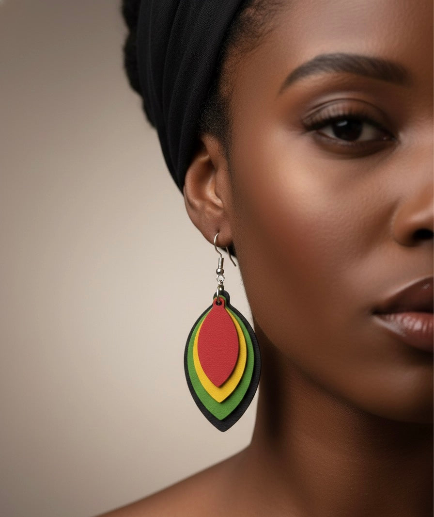 Rasta Layered Leaf Earrings – Lightweight Boho Statement