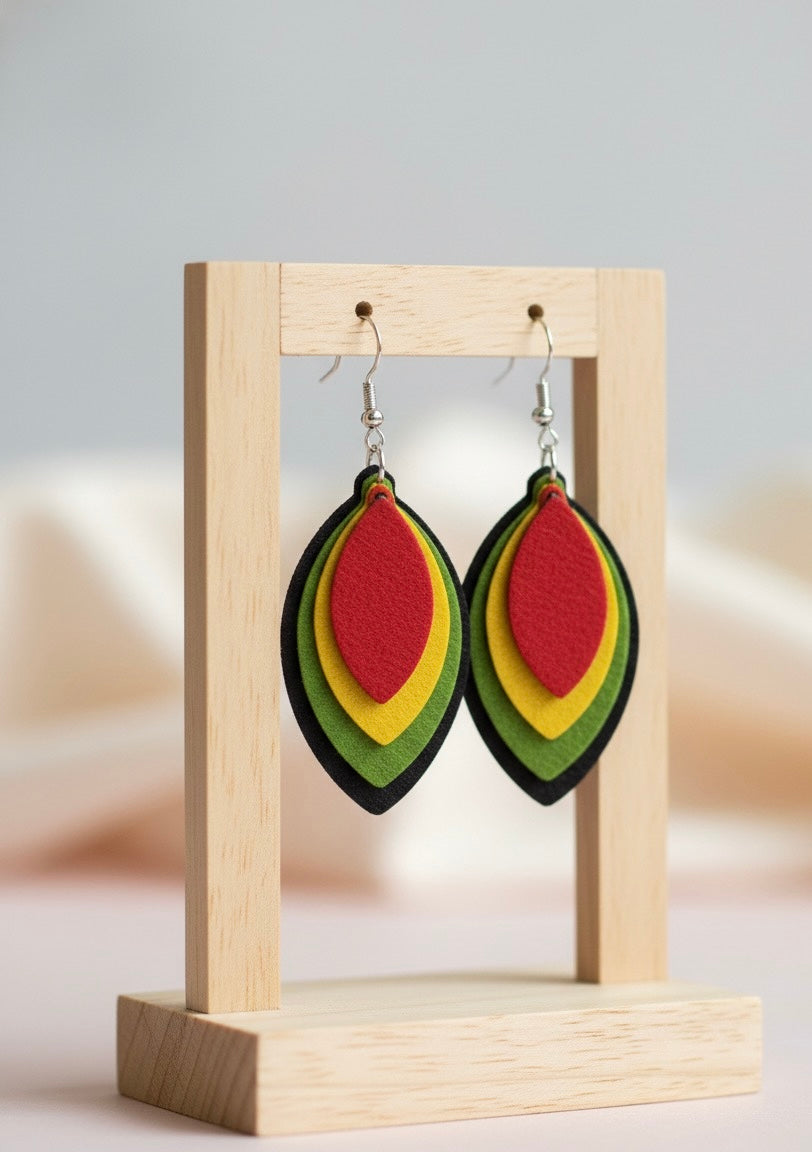 Rasta Layered Leaf Earrings – Lightweight Boho Statement