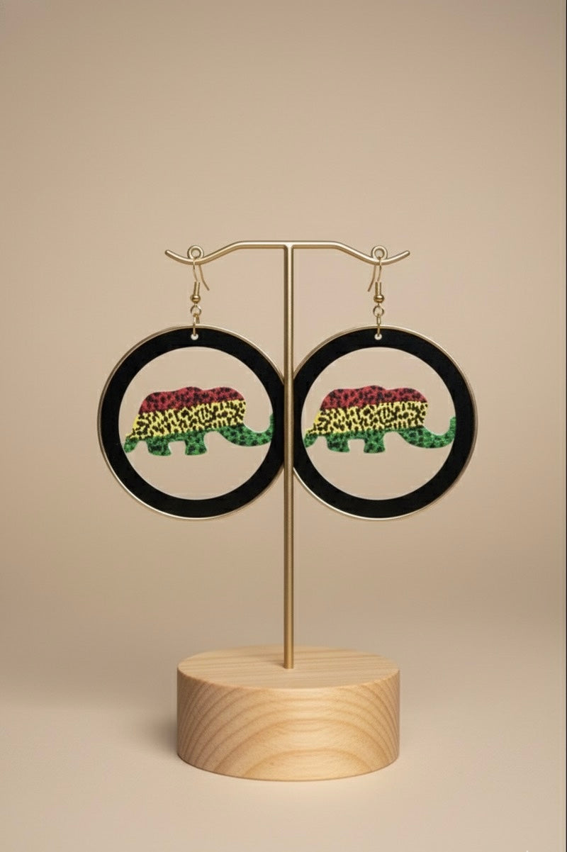 Rasta Elephant Hoop Earrings – Bold African-Inspired Statement Jewelry