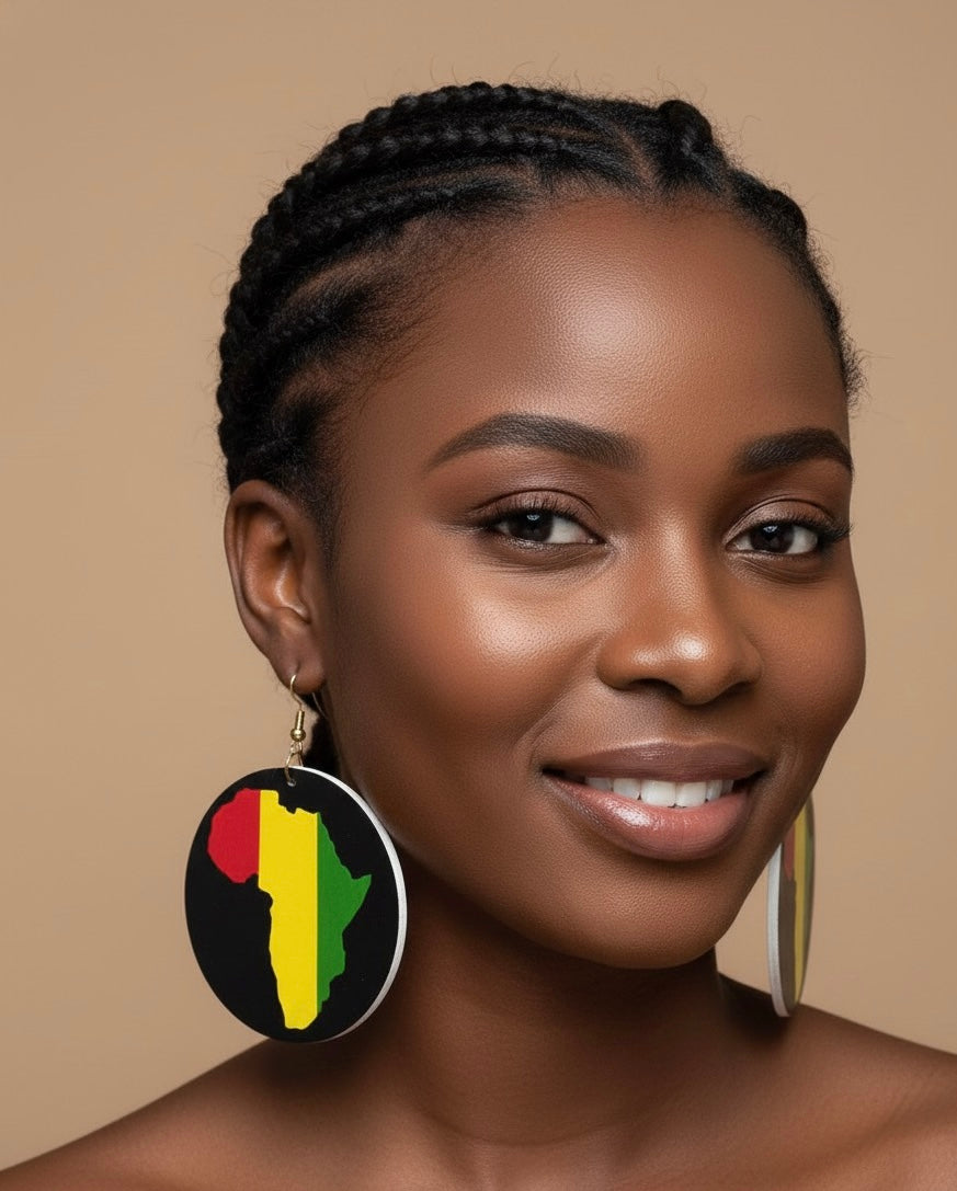 Rasta Africa Map Earrings – Bold Afrocentric Statement Jewelry