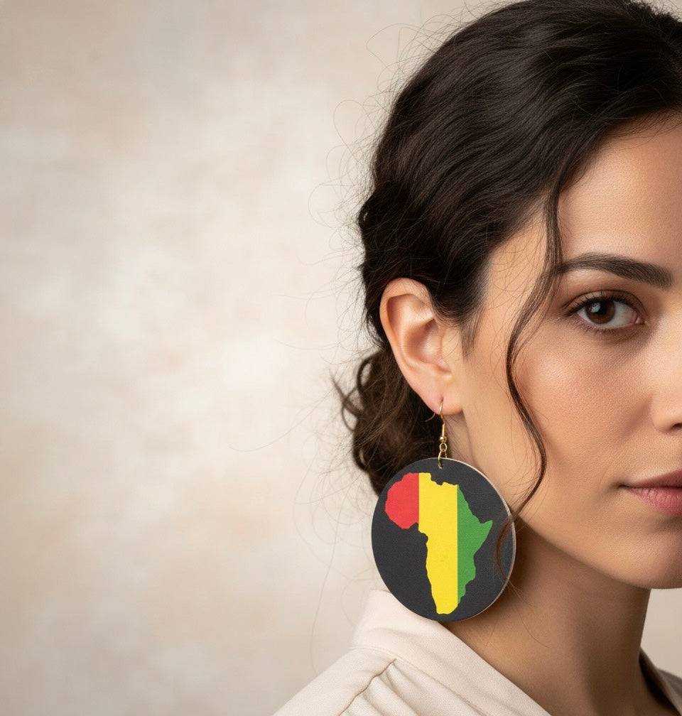 Rasta Africa Map Earrings – Bold Afrocentric Statement Jewelry