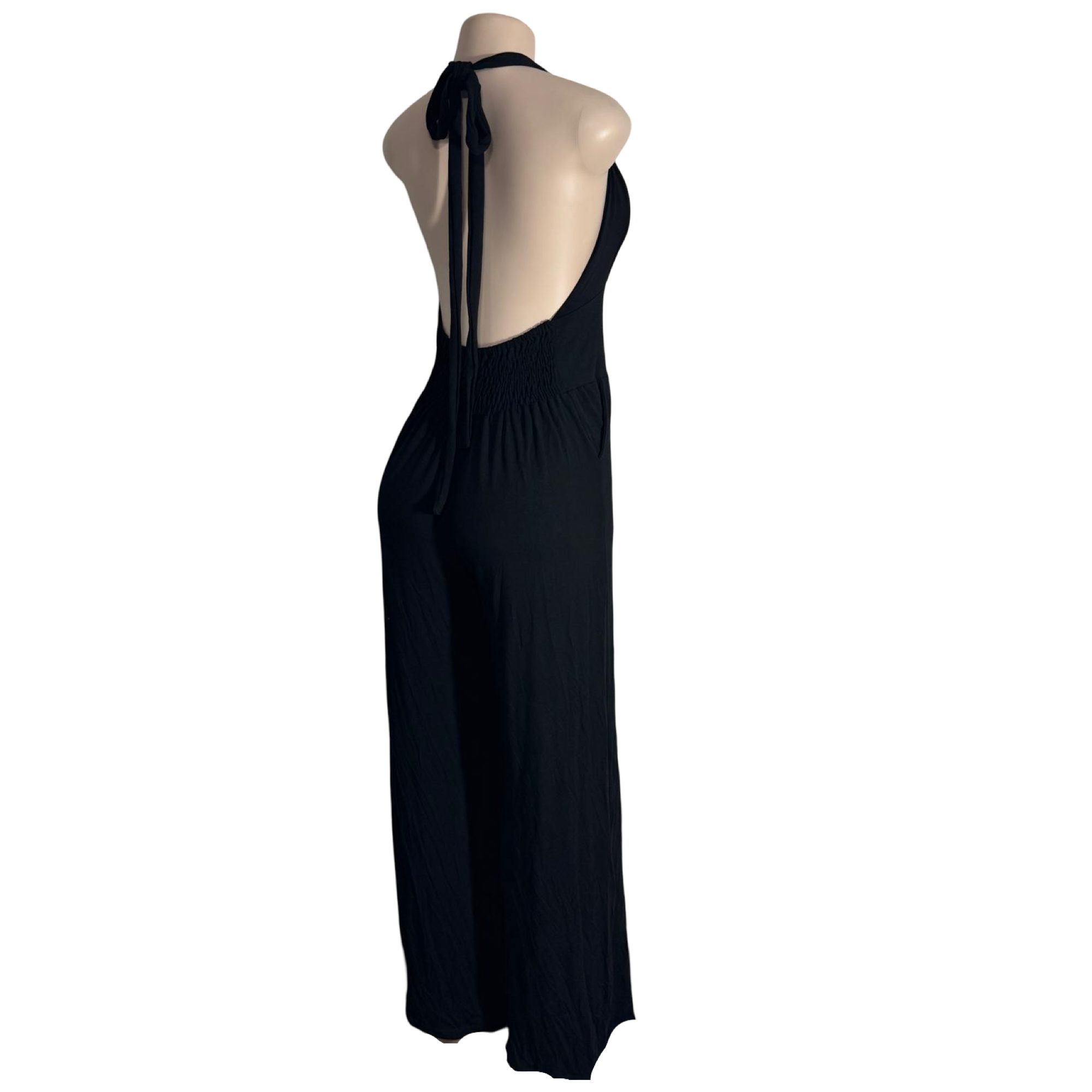 Jumpsuit - Black Jumper w/Deep V Halter