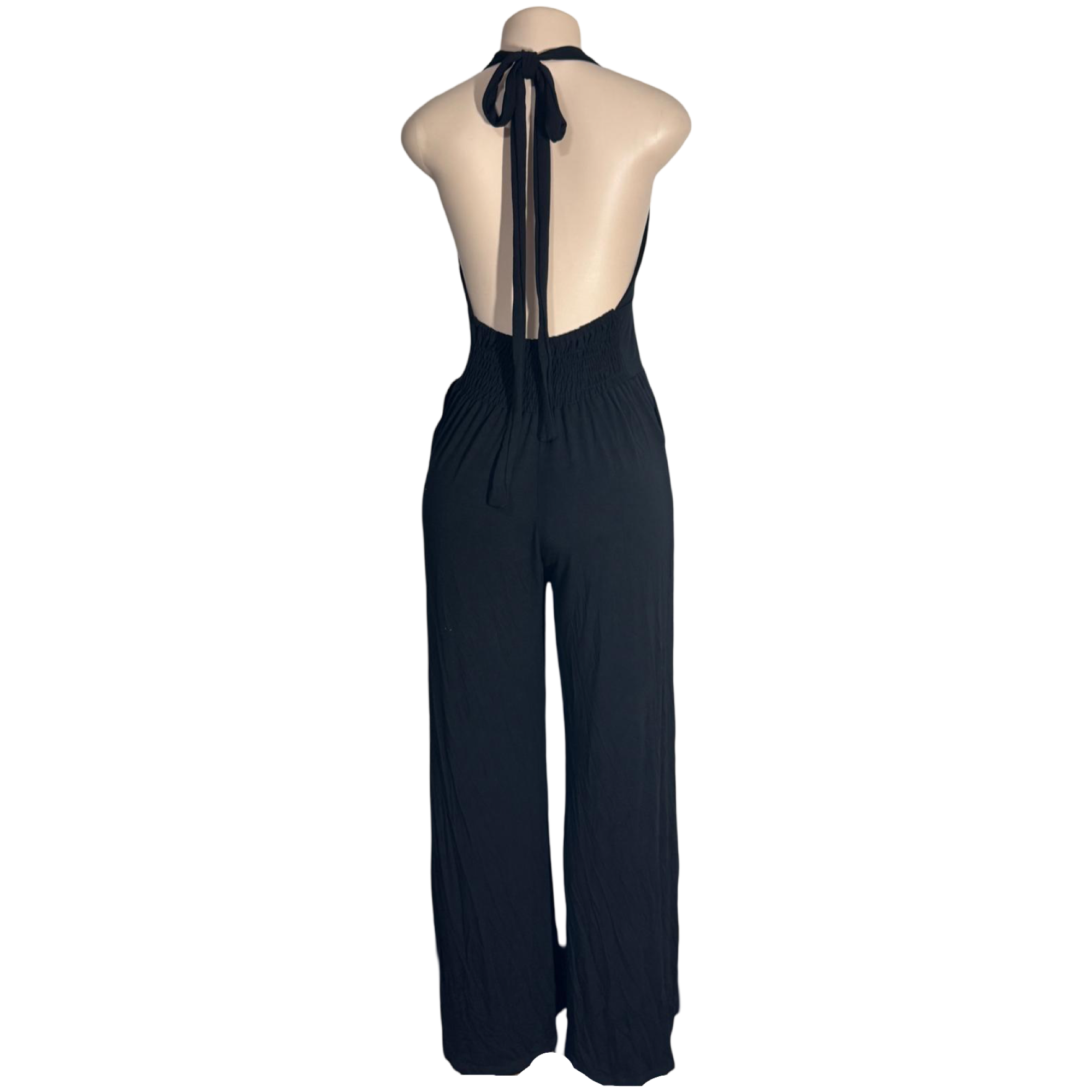 Jumpsuit - Black Jumper w/Deep V Halter