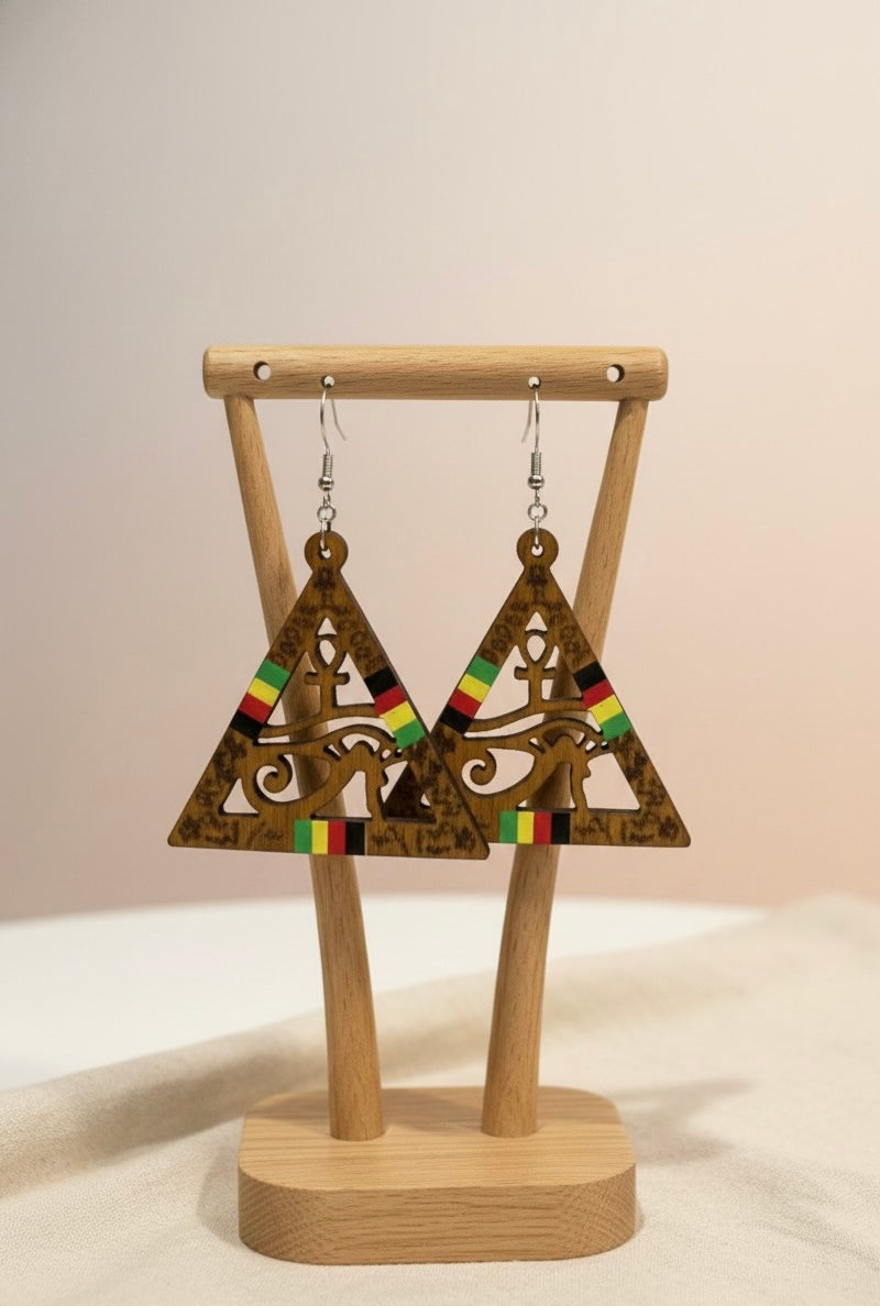 Rasta Triangle African Symbol Earrings – Bold Tribal Statement Jewelry
