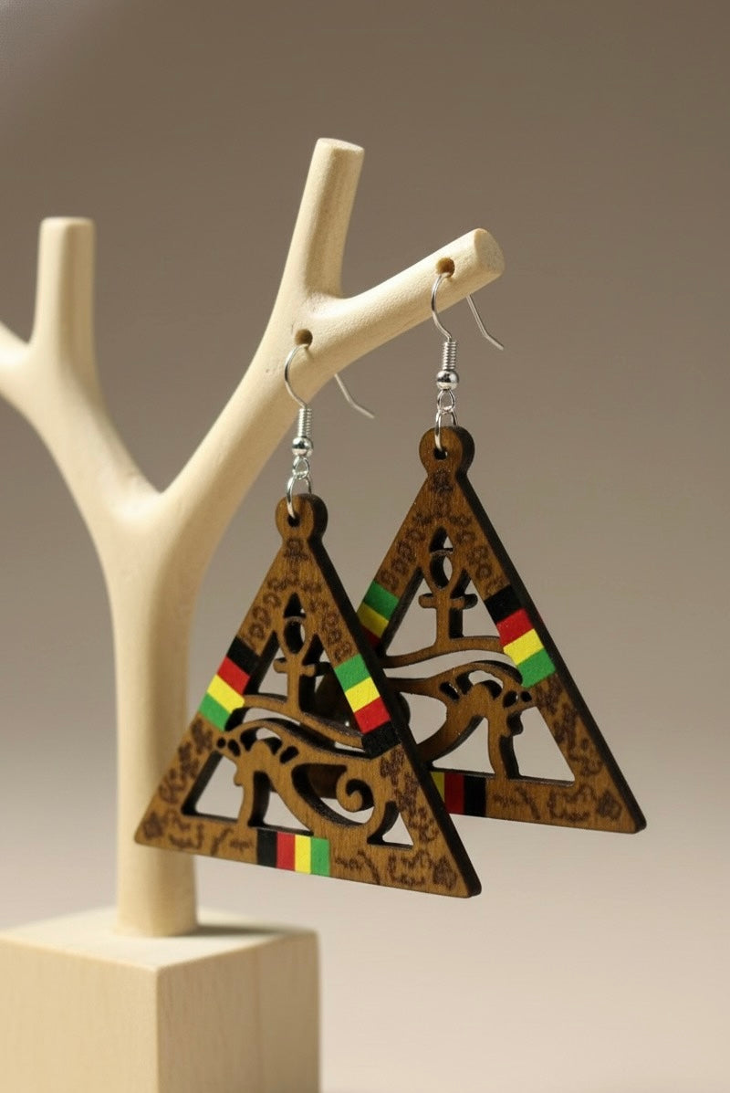 Rasta Triangle African Symbol Earrings – Bold Tribal Statement Jewelry