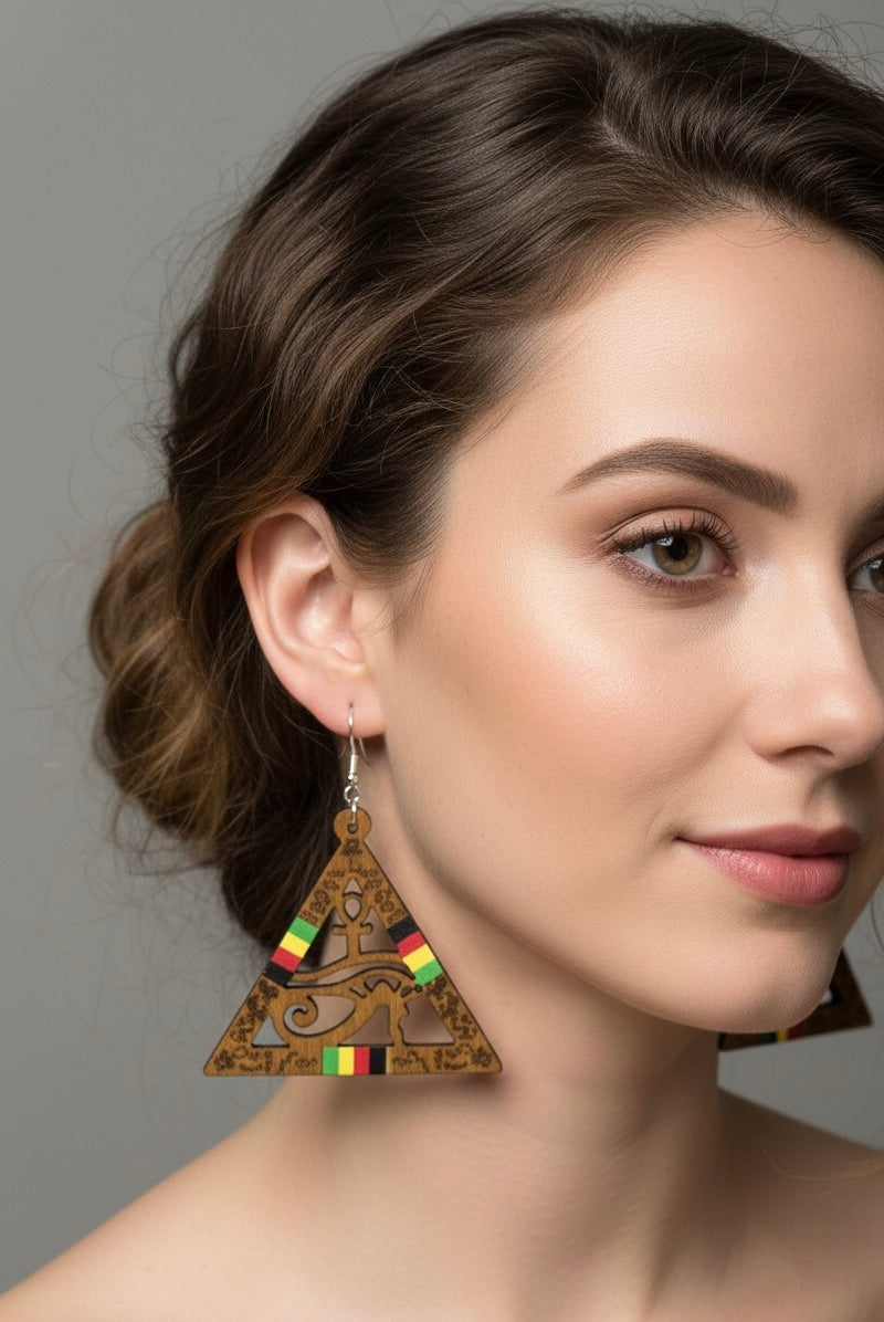 Rasta Triangle African Symbol Earrings – Bold Tribal Statement Jewelry