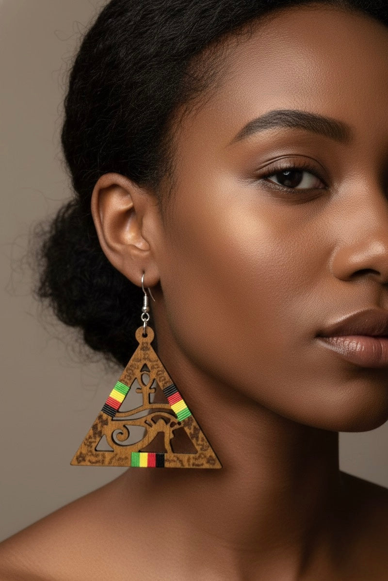 Rasta Triangle African Symbol Earrings – Bold Tribal Statement Jewelry