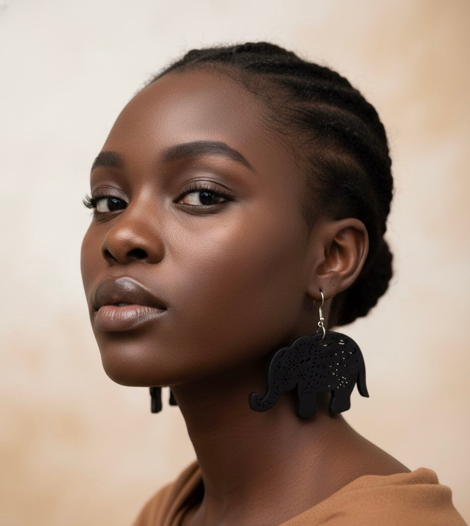 Elephant Silhouette Earrings – Boho Animal-Inspired Statement Jewelry