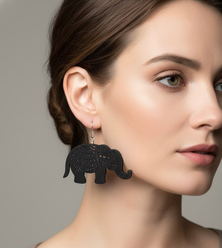 Elephant Silhouette Earrings – Boho Animal-Inspired Statement Jewelry